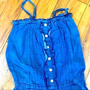 Denim cotton romper shorts summer one piece school outfit girl 8 blue - …